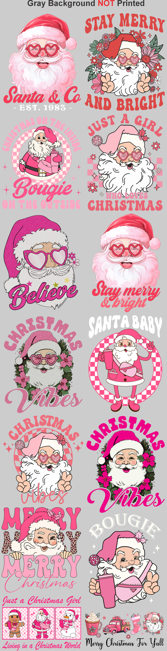 Pink Santa Friday XL Gang Sheet - 84"